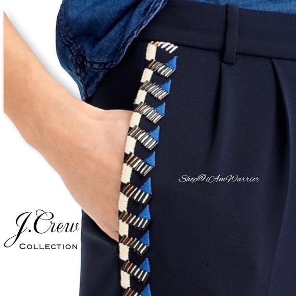 J.Crew Collection NWT navy embellished tuxedo striped pants *shop@iamwarrior - Picture 2 of 11